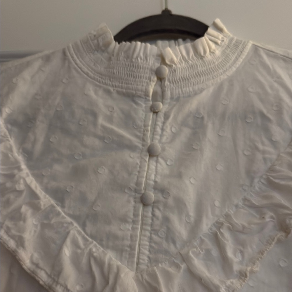 Elegant White Ruffled Women's Top - Picture 3 of 6